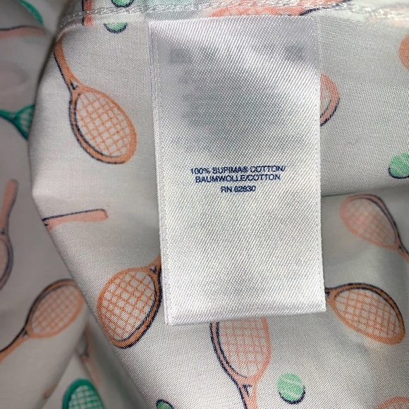 Lands end size 8 no iron supima button down sleeveless blouse tennis rackets - Picture 10 of 10